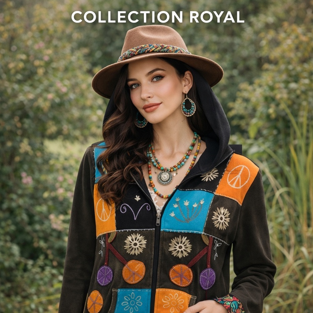 ✨ Artisan Boho Patchwork Jacket | Handcrafted Folk Art | Size Small. - Picture 7 of 11